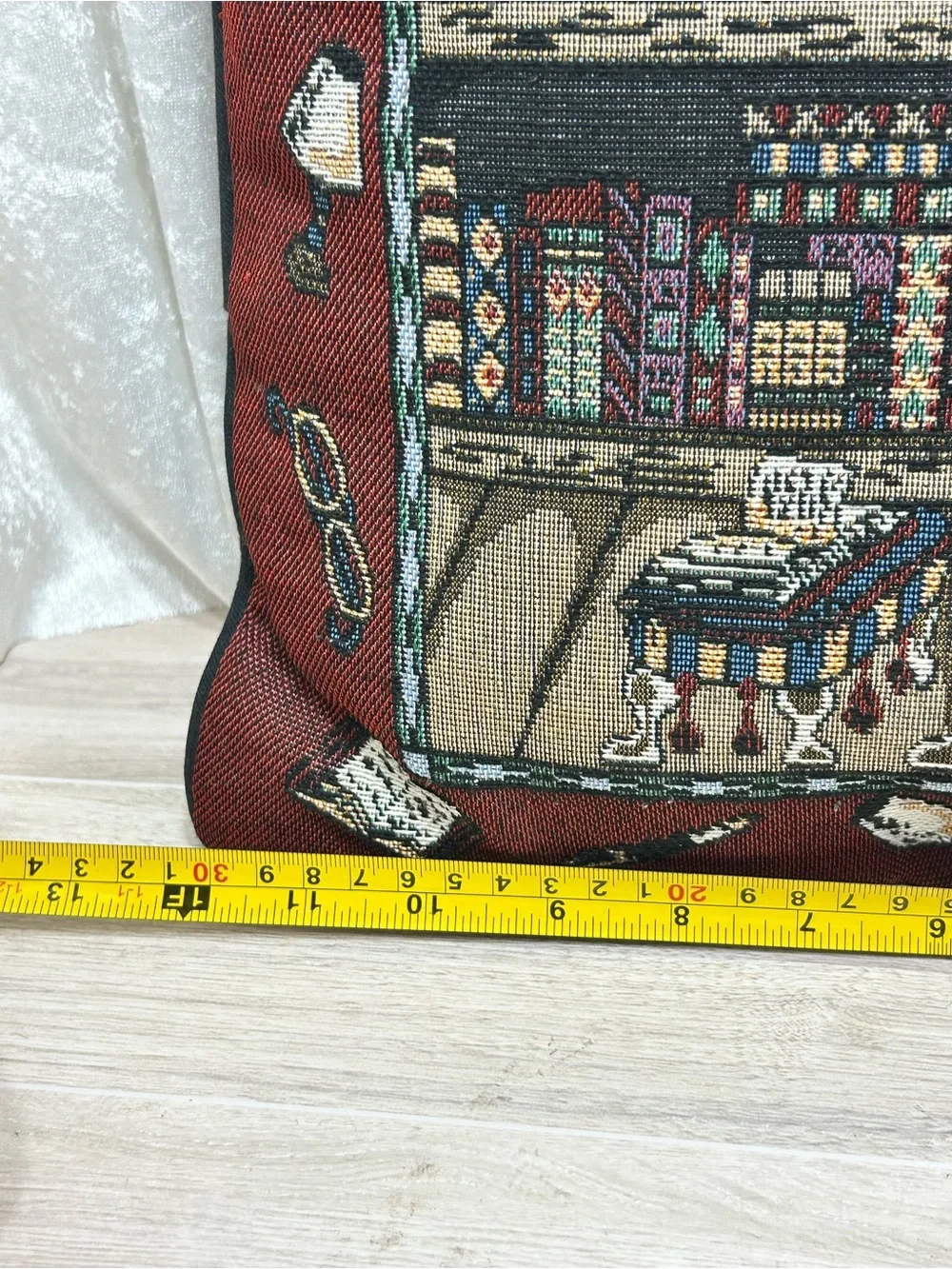 Book Lover Library Tapestry Throw Pillow Books High Heels Dark Academia 12”
